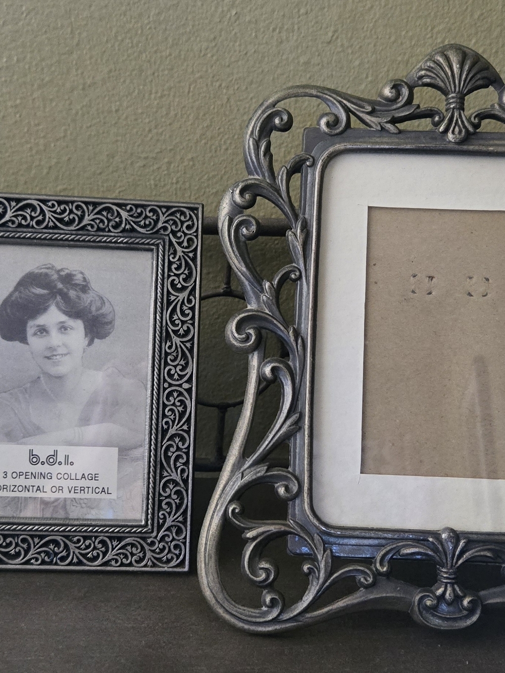 Pair of Ornate Pewter-Tone Picture Frames – Victorian & Baroque Style Decor